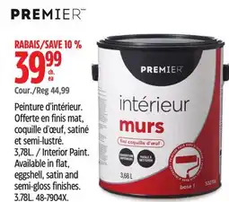 Canadian Tire Premier Interior Paint. Available in flat, eggshell, satin and semi-gloss finishes offer