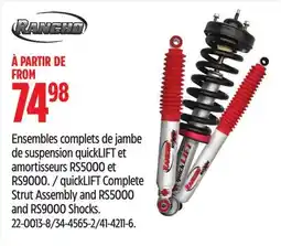Canadian Tire Rancho quickLIFT Complete Strut Assembly and RS5000 and RS9000 Shocks offer