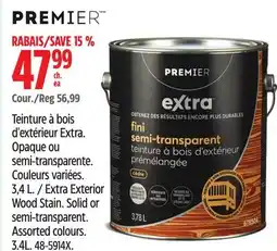 Canadian Tire Extra Exterior Wood Stain. Solid or semi-transparent. Assorted colours. 3.4L offer