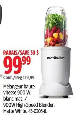 Canadian Tire Nutribullet 900W High-Speed Blender, Matte White offer