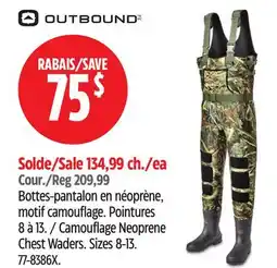 Canadian Tire Outbound Camouflage Neoprene Chest Waders offer