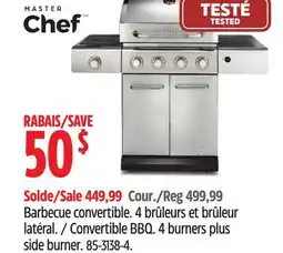 Canadian Tire MASTER Chef Convertible BBQ. 4 burners plus side burner offer