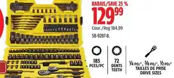 Canadian Tire Stanley 183 PCES/PC 72 DENTS TEETH ¼ PO/, ⅜ PO/, ½ PO/ TAILLES DE PRISE DRIVE SIZES offer