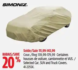 Canadian Tire Simoniz Selected Car, SUV and Truck Covers offer