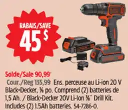 Canadian Tire Black+Decker 20V Li-Ion 3⁄8˝ Drill Kit offer