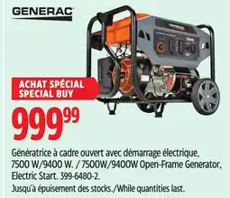 Canadian Tire Generac 500W/9400W Open-Frame Generator, Electric Start offer