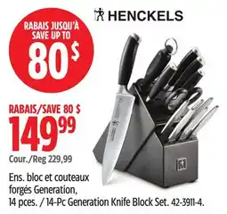 Canadian Tire Henckels 14-Pc Generation Knife Block Set offer