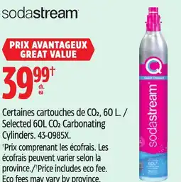 Canadian Tire SodaStream Selected 60L CO2 Carbonating Cylinders offer