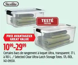 Canadian Tire Sterilite Selected Clear Ultra-Latch Storage Totes offer