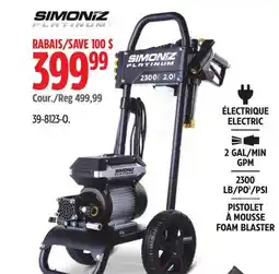 Canadian Tire Simoniz Platinum ELECTRIC 2 GAL/MIN GPM 2300 LB/PO2/PSI PISTOLET offer