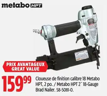 Canadian Tire Metabo HPT 2˝ 18-Gauge Brad Nailer offer