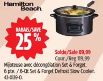 Canadian Tire 6-qt Set & Forget Defrost Slow Cooker offer