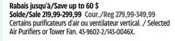 Canadian Tire Shark Selected Air Purifiers or Tower Fan offer