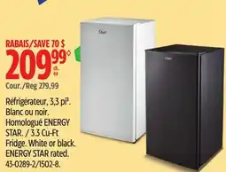 Canadian Tire 3.3 Cu-Ft Fridge. White or black. ENERGY STAR rated offer