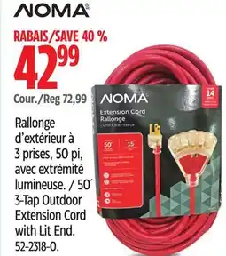 Canadian Tire 50´ 3-Tap Outdoor Extension Cord with Lit End offer