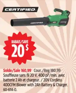 Canadian Tire 20V Cordless Battery-Powered Lawn & Garden Leaf Blower offer
