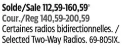 Canadian Tire Cobra Selected Two-Way Radios offer