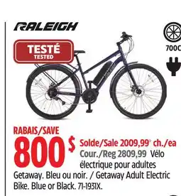 Canadian Tire Raleigh Getaway Adult Electric Bike offer