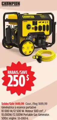 Canadian Tire Champion 10,000W/12,500W Portable Gas Generator offer