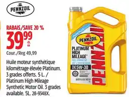 Canadian Tire Pennzoil Platinum High Mileage Synthetic Motor Oil offer