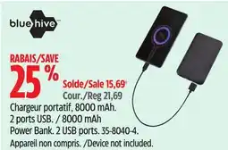 Canadian Tire 8000 mAh Power Bank. 2 USB ports. 35-8040-4 . Device not included offer