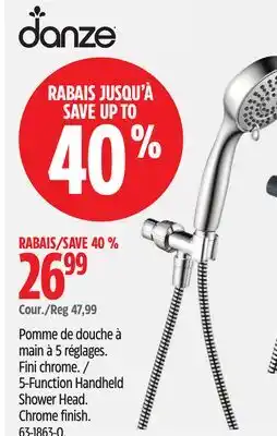 Canadian Tire For-Living 5-Function Handheld Shower Head. Chrome finish offer