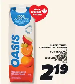 IGA OASIS FRUIT JUICE, VEGETABLE COCKTAIL OR ICED TEA offer