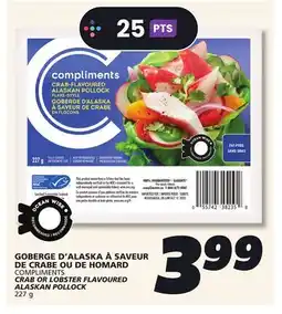 IGA COMPLIMENTS CRAB OR LOBSTER FLAVOURED ALASKAN POLLOCK offer