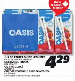 IGA OASIS FRUIT OR VEGETABLE JUICE OR ICED TEA offer