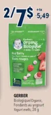 Familiprix GERBER, Organic, Fondants Yogurt melts, 28 g offer