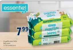 Familiprix ESSENTIEL, Baby wipes, 3 x 64 unités/units offer
