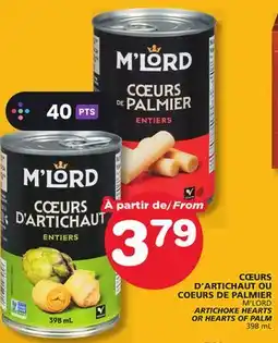 Marches Tradition M'LORD ARTICHOKE HEARTS OR HEARTS OF PALM offer