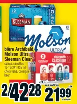 Super C BIÈRE ARCHIBALD, MOLSON ULTRA, SLEEMAN CLEAR | BEER offer