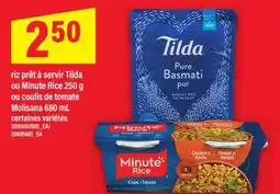 Maxi RIZ PRÊT À SERVIR TILDA OU MINUTE RICE, 250 G OU COULIS DE TOMATE MOLISANA, 680 ML offer