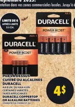 Provigo DURACELL COPPERTOP OR ALKALINE BATTERIES, AA 8 UN. OU AAA 4 UN offer