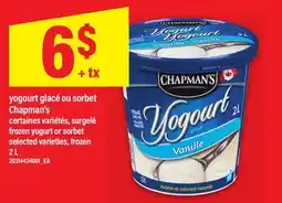 Maxi YOGOURT GLACÉ OU SORBET CHAPMAN'S | frozen yogurt or sorbet, 2 L offer