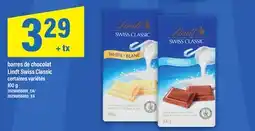 Maxi BARRES DE CHOCOLAT LINDT SWISS CLASSIC, 100 g offer