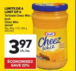 Giant Tiger Cheez Whiz spread offer