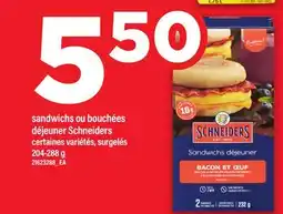 Maxi SANDWICHS OU BOUCHÉES DÉJEUNER SCHNEIDERS, 204-288 g offer
