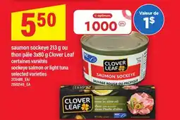 Maxi SAUMON SOCKEYE 213 G OU THON PÂLE 3X80 G CLOVER LEAF | sockeye salmon or light tuna offer