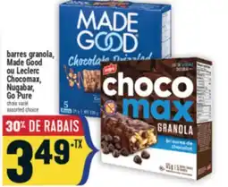 Marché Adonis Barres granola, Made Good ou Leclerc Chocomax, Nugabar, Go Pure offer