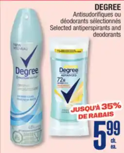 Jean Coutu DEGREE Selected antiperspirants and deodorants offer