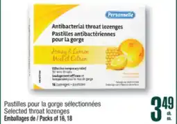 Jean Coutu PERSONNELLE Selected throat lozenges offer