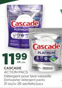 Proxim CASCADE ACTION PACS Dishwasher detergent packs offer