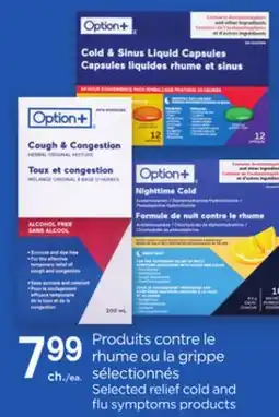 Proxim OPTION+ Selected relief cold and flu symptoms products offer