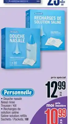 Jean Coutu Personnelle Nasal rinse Kit, Saline solution refills Packets offer