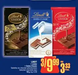 Jean Coutu LINDT, Lindor, Swiss Classic Selected chocolate bars offer