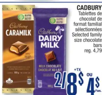 Jean Coutu CADBURY family size chocolate bars offer