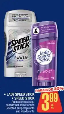 Jean Coutu LADY SPEED STICK, STICK Selected antiperspirants and deodorants offer