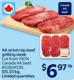Walmart AA sirloin tip beef grilling steak offer